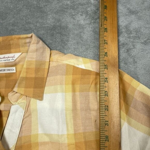Weatherproof Vintage Yellow & White Plaid Comfort Stretch Shirt S d0496 - Picture 5 of 8